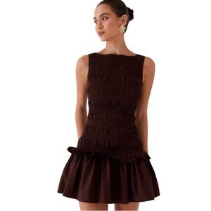 Peppermayo Chocolate Brown Mini Dress